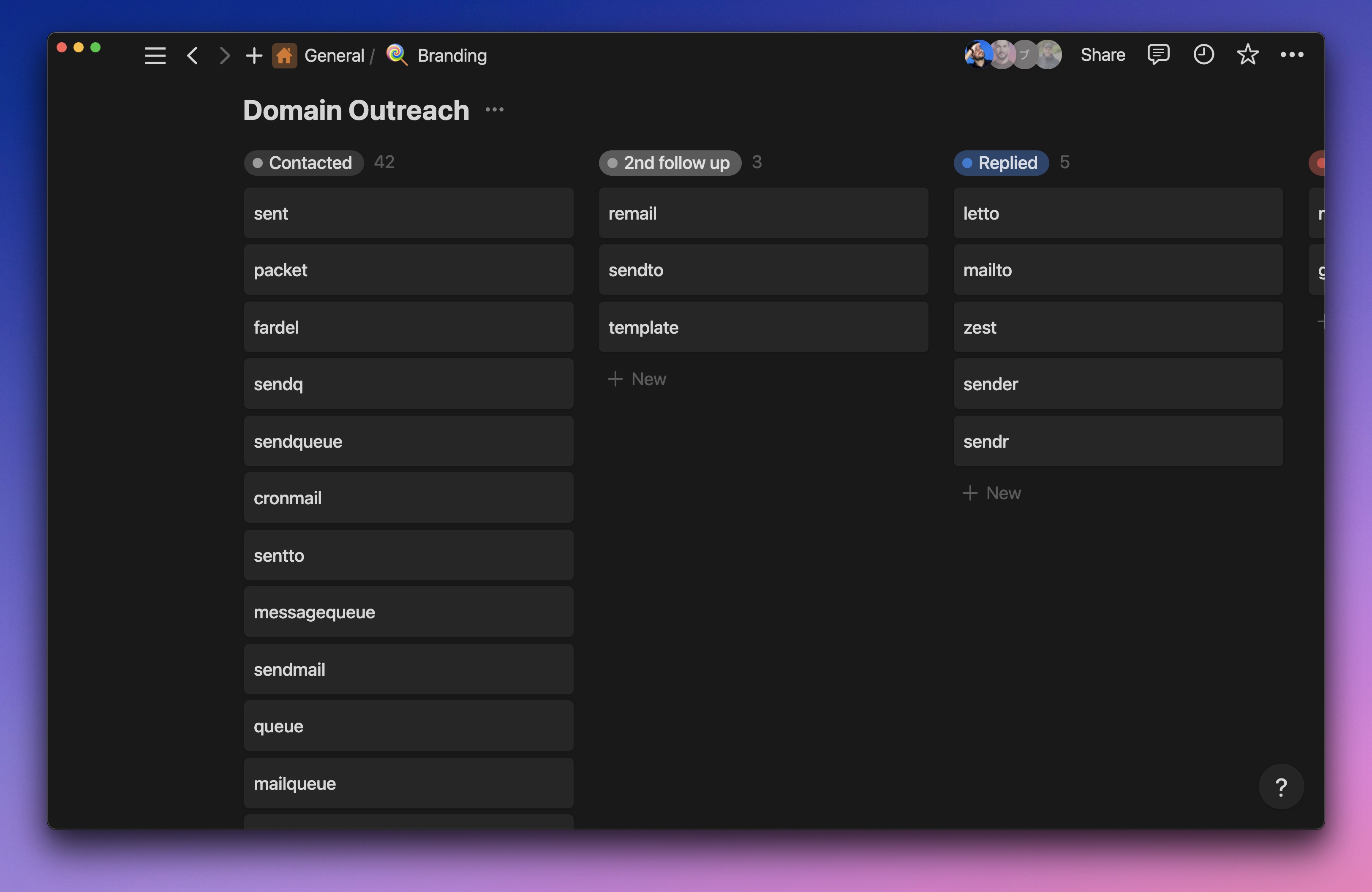 Outreach database to keep track of who responded or not